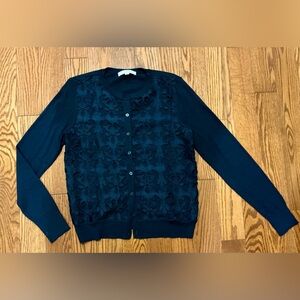 Ann Taylor Navy Blue Floral Lace Cardigan